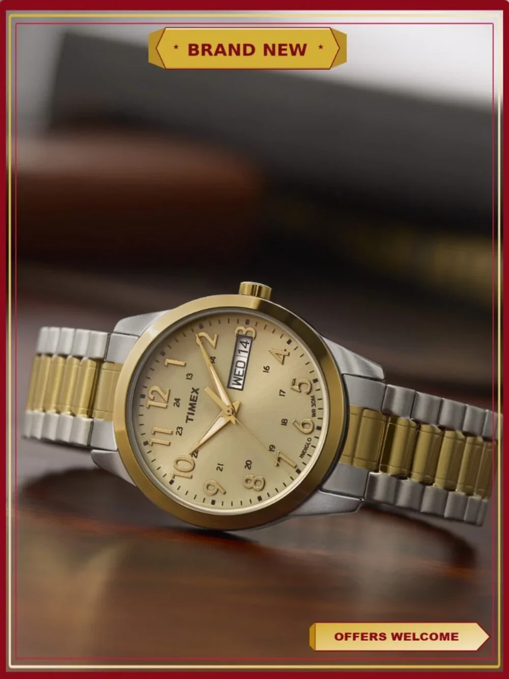 Men's 30mm Dress Wristwatch Gold & Silver Analog